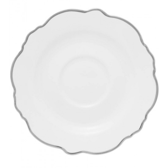 Xicara 80ml Para Café Porcelana Maldivas Branco Com Fio Prateado